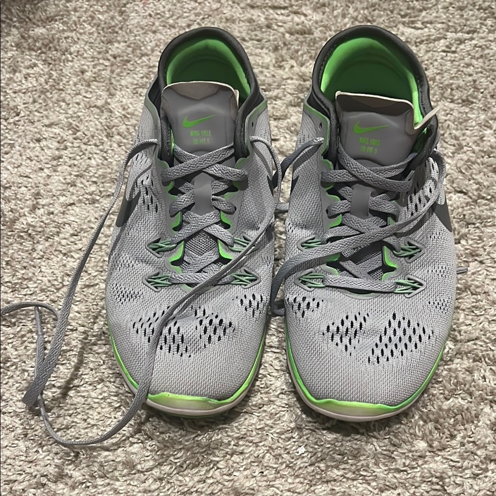Nike Womens Gray and Green Athletic Shoes
